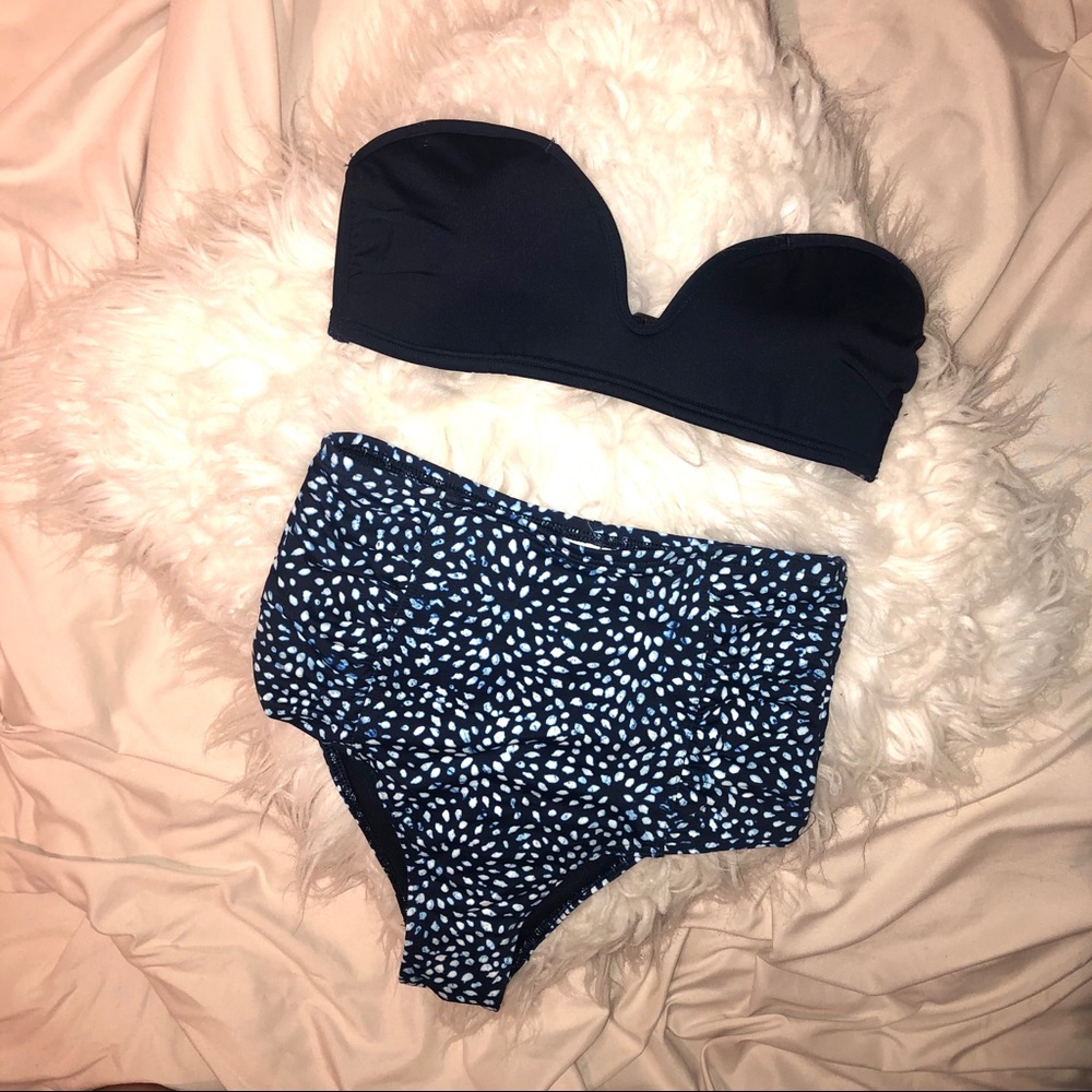 Abercrombie & Fitch Navy High Waisted Bikini Set